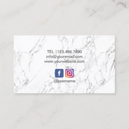 ヨガインストラクター金ゴールドロータスマンダラホワイトマーブル 名刺 (裏面)