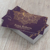 ヨガインストラクター金ゴールドロータスマンダラヴィンテージ紫 名刺