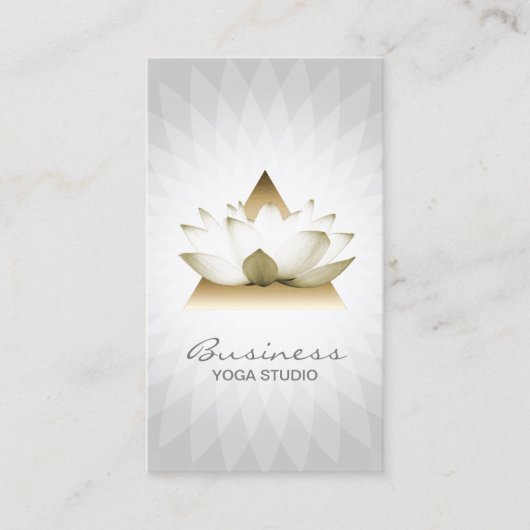 ヨガインストラクター金ゴールドロータスロゴモダン幾何学模様 名刺 (正面)