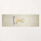 ヨガインストラクター金ゴールド瞑想ポーズホワイトマンダラ ヨガマット (正面(横))