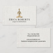 ヨガインストラクター金ゴールド瞑想ポーズリエレガントネン 名刺 (正面/裏面)