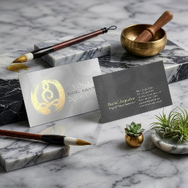 ヨガインストラクター シルバー ゴールド 瞑想ポーズ ZEN OM 名刺