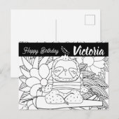 ヨガインストラクター スリoth 誕生日 花の塗り絵 ポストカード (正面/裏面)