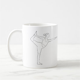 ヨガインストラクター ダンサー ポーズ 黒のシンプルな線画 コーヒーマグカップ