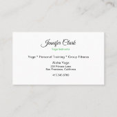 ヨガインストラクター&ポーズビジネスカード 名刺 (裏面)