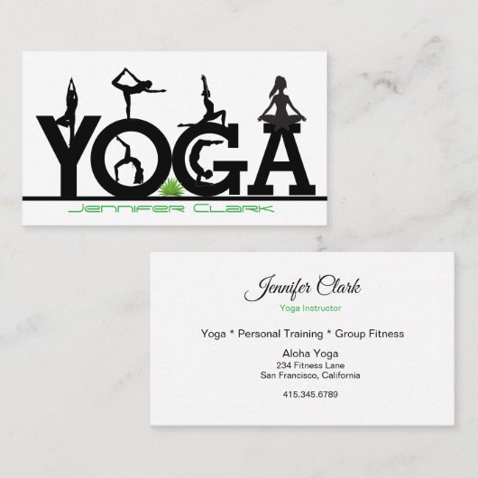 ヨガインストラクター&ポーズビジネスカード 名刺 (正面/裏面)