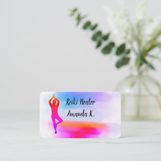 ヨガインストラクター、先生、ライフコーチの名刺 名刺 (スタンド正面)