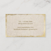 ヨガインストラクターOMシンボル金ゴールド枠グランジリネン 名刺 (裏面)