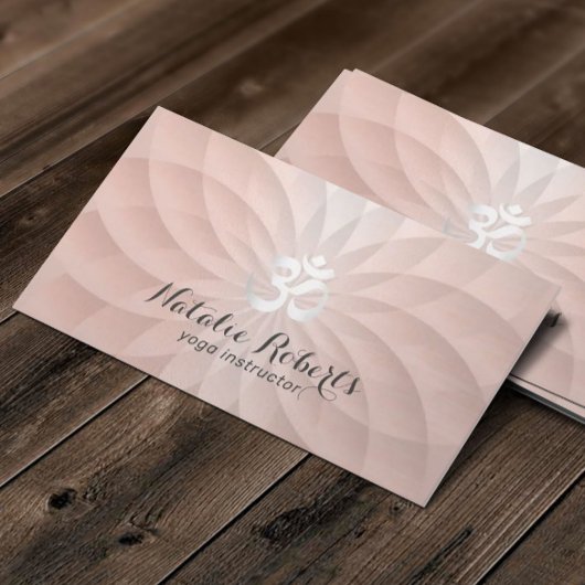 ヨガインストラクターOmロゴバラ金ゴールドスパイラルロータス 名刺
