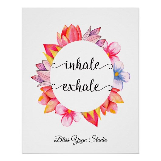 ヨガインハレエクヘール引用文ピンクホワイトフローラ ポスター (正面)