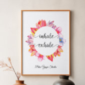 ヨガインハレエクヘール引用文ピンクホワイトフローラ ポスター