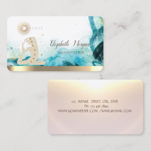 ヨガウィメンシルエット抽象芸術 名刺 (正面/裏面)