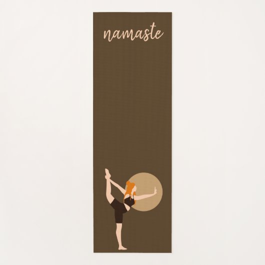 ヨガウィメンズエクササイズポーズナマステヨギブラウン ヨガマット (正面)