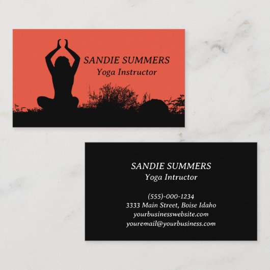 ヨガウェルネスインストラクター瞑想ビジネスカード 名刺 (正面/裏面)