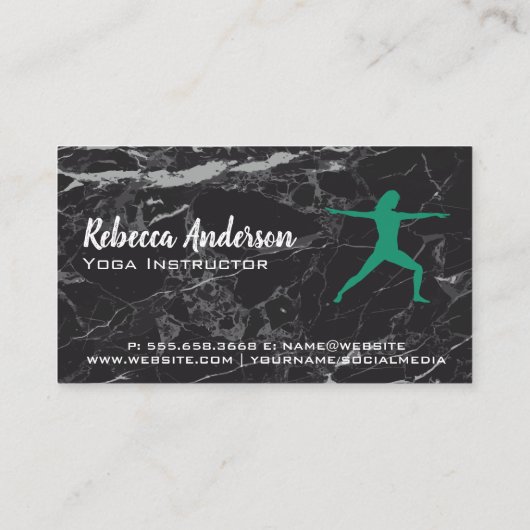 ヨガウォリアーのポーズ |大理石背景 名刺 (裏面)