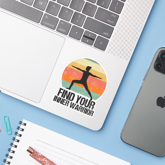 ヨガウォリアー2感動的引用文サンセットメス シール (ノートパソコンとiPhone)