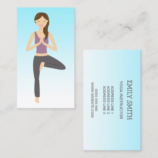 ヨガウーマンインツリーポーズヨガインストラクター 名刺 (正面/裏面)