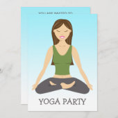 ヨガウーマンインロータスポーズヨガパーティー 招待状 (正面/裏面)