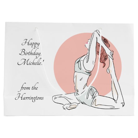 ヨガウーマンカスタム文字抱き枕 ラージペーパーバッグ (裏面)