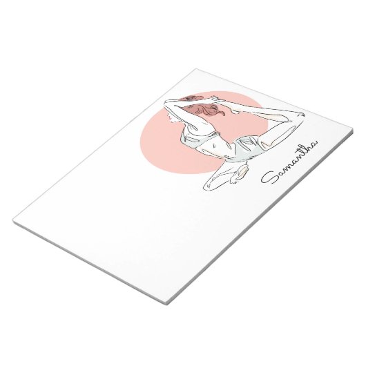 ヨガウーマン名前をカスタムするメモ ノートパッド (アングル)