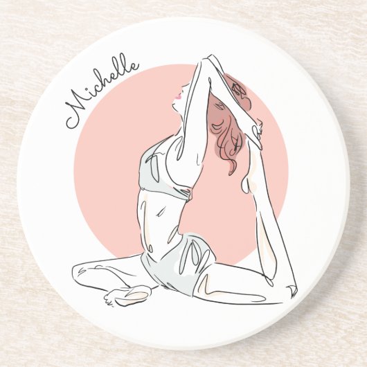 ヨガウーマン名前をカスタムする砂岩コースター コースター (正面)