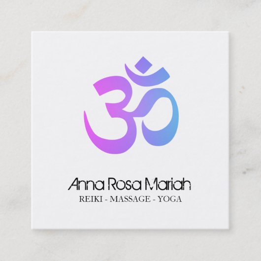 *~*ヨガエナジーヒーモダンラーオウムOmシンボル スクエア名刺 (正面)