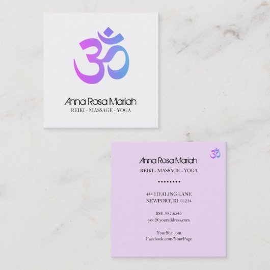 *~*ヨガエナジーヒーモダンラーオウムOmシンボル スクエア名刺 (正面/裏面)