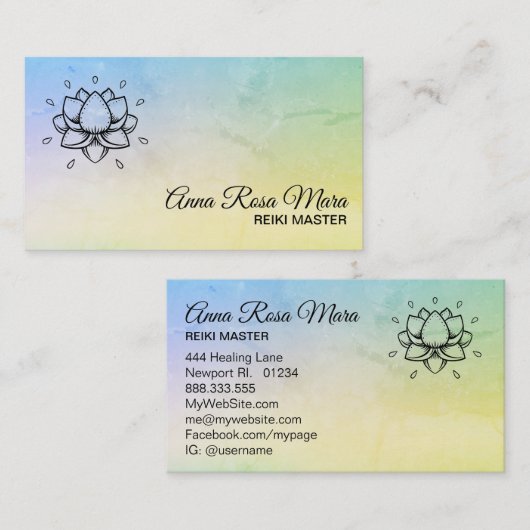 *~*ヨガエネルギーヒーラー霊気Lotus Lilyマッサージ 名刺 (正面/裏面)