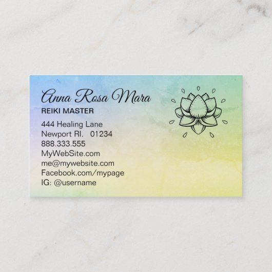 *~*ヨガエネルギーヒーラー霊気Lotus Lilyマッサージ 名刺 (裏面)