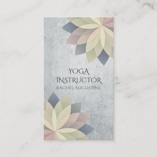 ヨガエレガントインストラクターカラフルロータスオムシンボル 名刺 (正面)