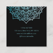 ヨガエレガントインストラクターティール（緑がかった色）ロータスマンダラ スクエア名刺 (裏面)