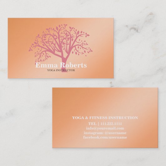 ヨガエレガントインストラクターバラ金ゴールドツリー 名刺 (正面/裏面)