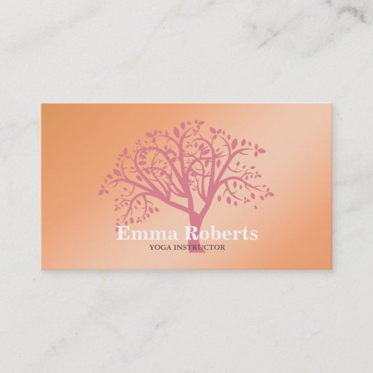 ヨガエレガントインストラクターバラ金ゴールドツリー 名刺 (正面)