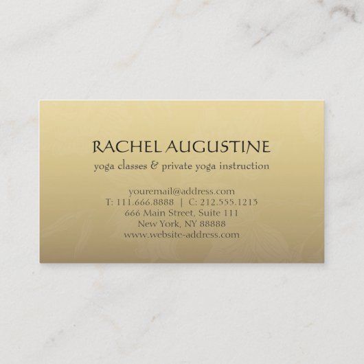 ヨガエレガントインストラクターブラック金ゴールドフローラ曼荼羅 名刺 (裏面)