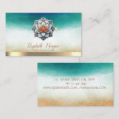 ヨガエレガントインストラクターブルーロータスウォーターカラー 名刺 (正面/裏面)