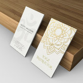 ヨガエレガントインストラクターホワイト金ゴールドフローラ曼荼羅 名刺