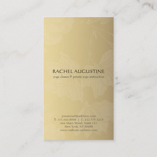 ヨガエレガントインストラクターホワイト金ゴールドフローラ曼荼羅 名刺 (裏面)