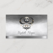 ヨガエレガントインストラクターロータスムーンシルバー 名刺 (正面)