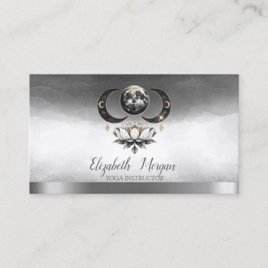 ヨガエレガントインストラクターロータスムーンシルバー 名刺 (正面)