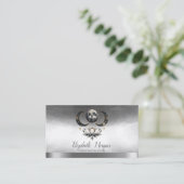 ヨガエレガントインストラクターロータスムーンシルバー 名刺 (スタンド正面)