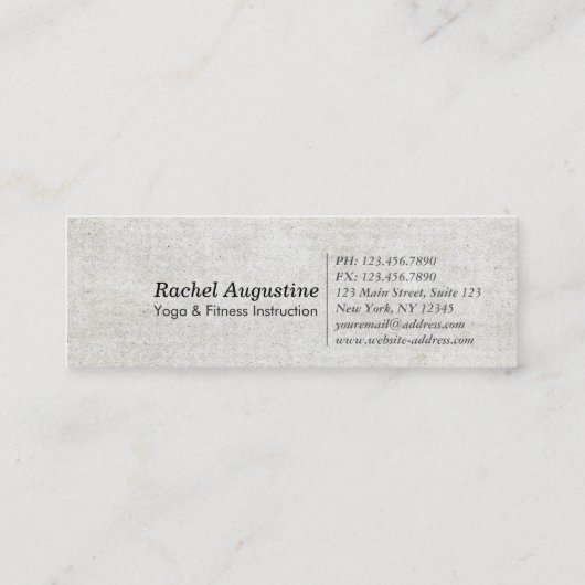 ヨガエレガントインストラクター書道ZEN OMシンボル スキニー名刺 (裏面)