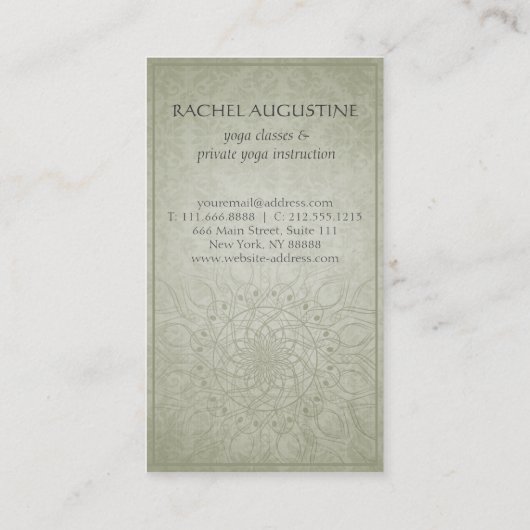ヨガエレガントインストラクター金ゴールドオムシンボルとマンダラ 名刺 (裏面)