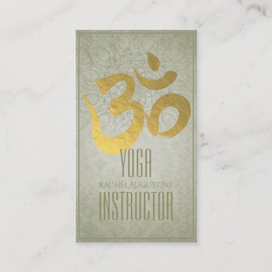 ヨガエレガントインストラクター金ゴールドオムシンボルとマンダラ 名刺 (正面)