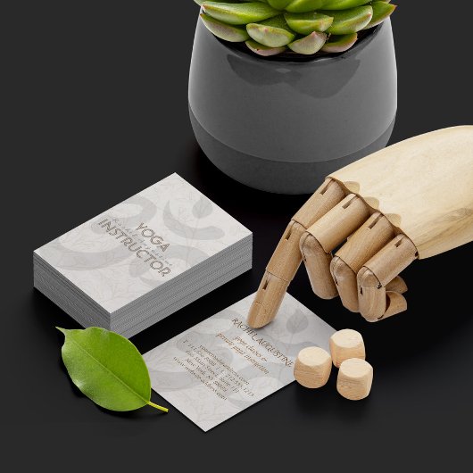 ヨガエレガントインストラクターOMシンボルホワイトフローラ 名刺