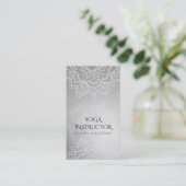 ヨガエレガントフローラマンダラオムシンボルシルバーフォイル 名刺 (スタンド正面)