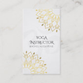 ヨガエレガントホワイト金ゴールドフローラオムシンボルマンダラ 名刺 (正面)