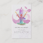 ヨガエレガント瞑想ポーズオムシンボルウォーター色 名刺 (正面)