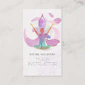 ヨガエレガント瞑想ポーズオムシンボルウォーター色 名刺 (正面)