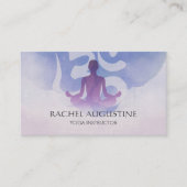 ヨガエレガント瞑想ポーズオムシンボルウォーター色 名刺 (正面)