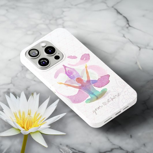 ヨガエレガント瞑想ポーズオムシンボルウォーター色 Case-Mate iPhoneケース